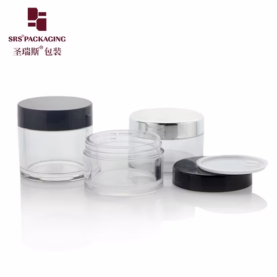 SRS Emballage cosmétique écologique 3g 5g 10g 15g 30g 50g 80g 100g 150g Or clair AS PETG PET de qualité alimentaire Soins de la peau Masque facial Crème Ongles Cheveux Pot en plastique