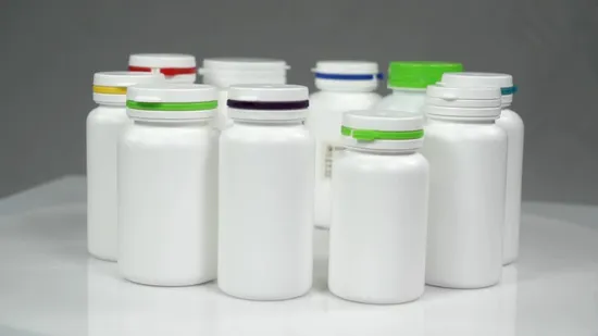 1% de réduction sur les bouteilles de capsules en plastique HDPE de qualité alimentaire, bouteille de médicaments pour soins de santé avec bouchon en plastique