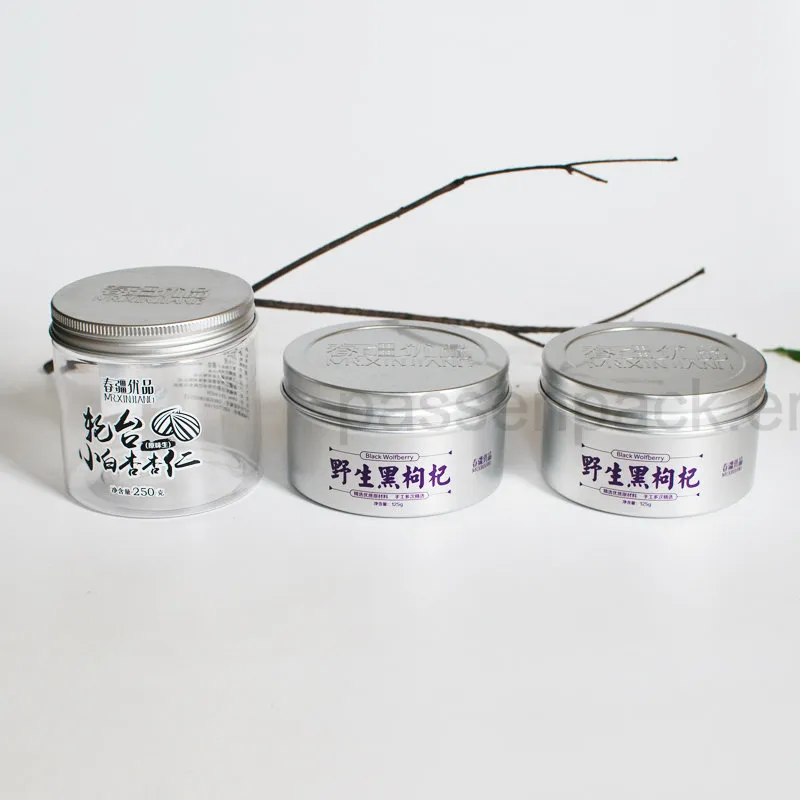 Pot alimentaire en plastique pour animaux de compagnie de 16 oz avec couvercle en métal gaufré (PPC