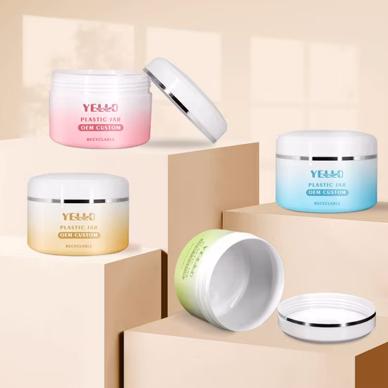 Emballage cosmétique personnalisé pour soins de la peau, pots de crème en plastique avec cuillère, 30g 50g 100g 200g 250g 500g